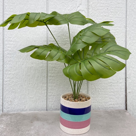 Faux Monstera Deliciosa Plant in Colorful Pot - Picture 4 of 15